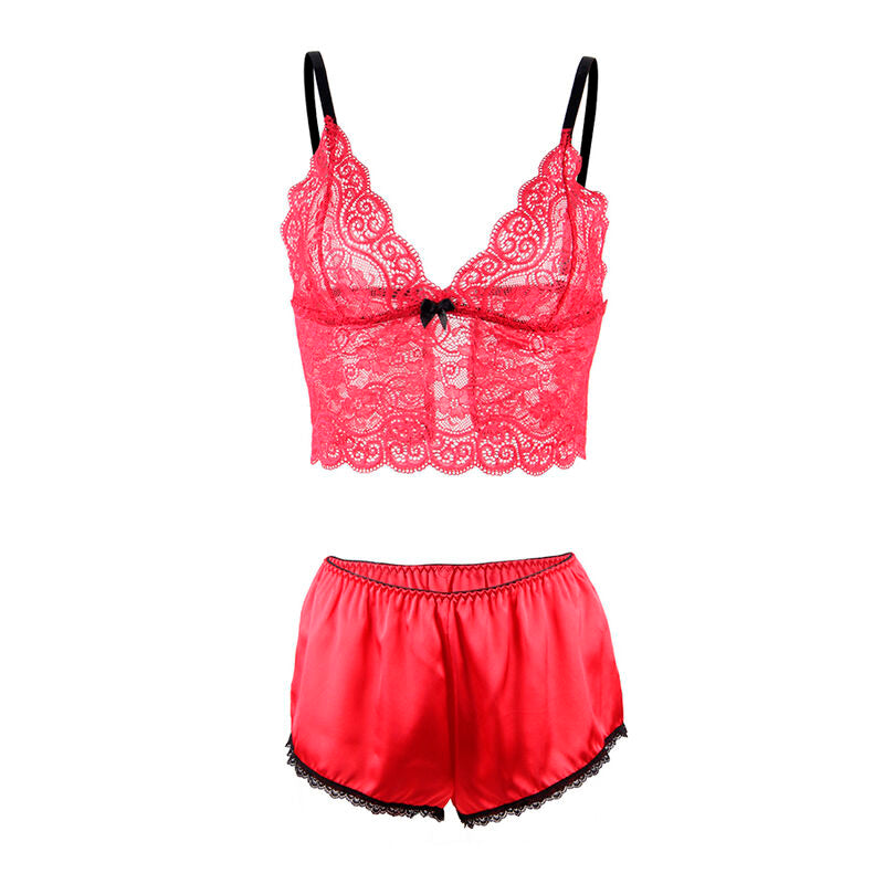 Subblime - 953898 Camisón De Seda Y Encaje + Panties Rojo S/M