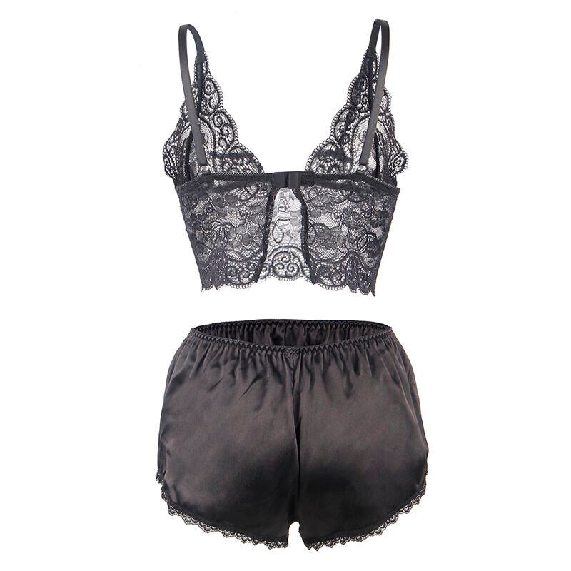 Subblime - 953911 Camisón De Seda Y Encaje + Panties Negro S/M
