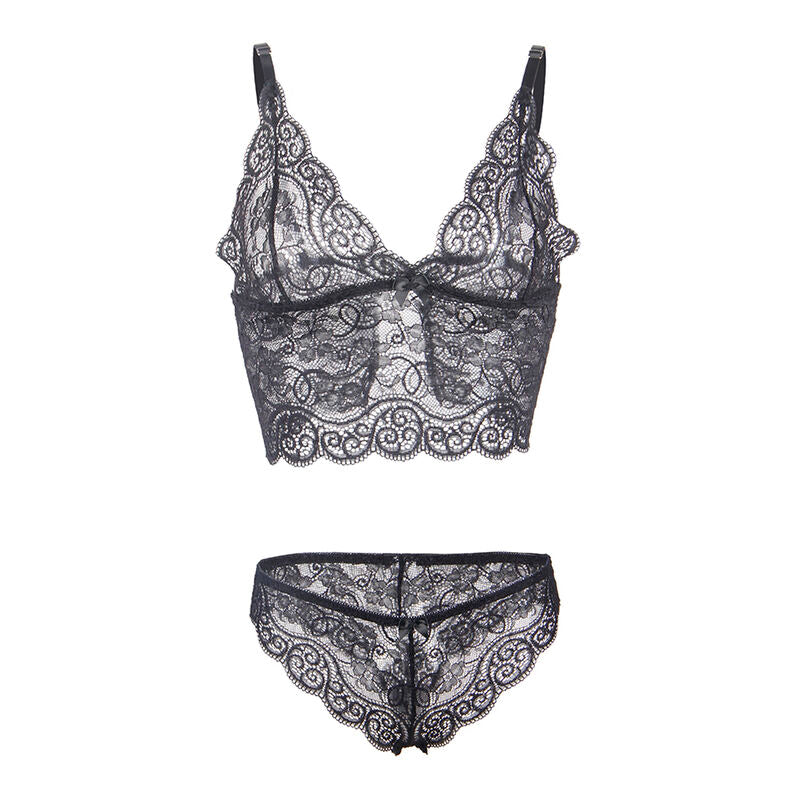 Subblime - 953911 Camisón De Seda Y Encaje + Panties Negro S/M