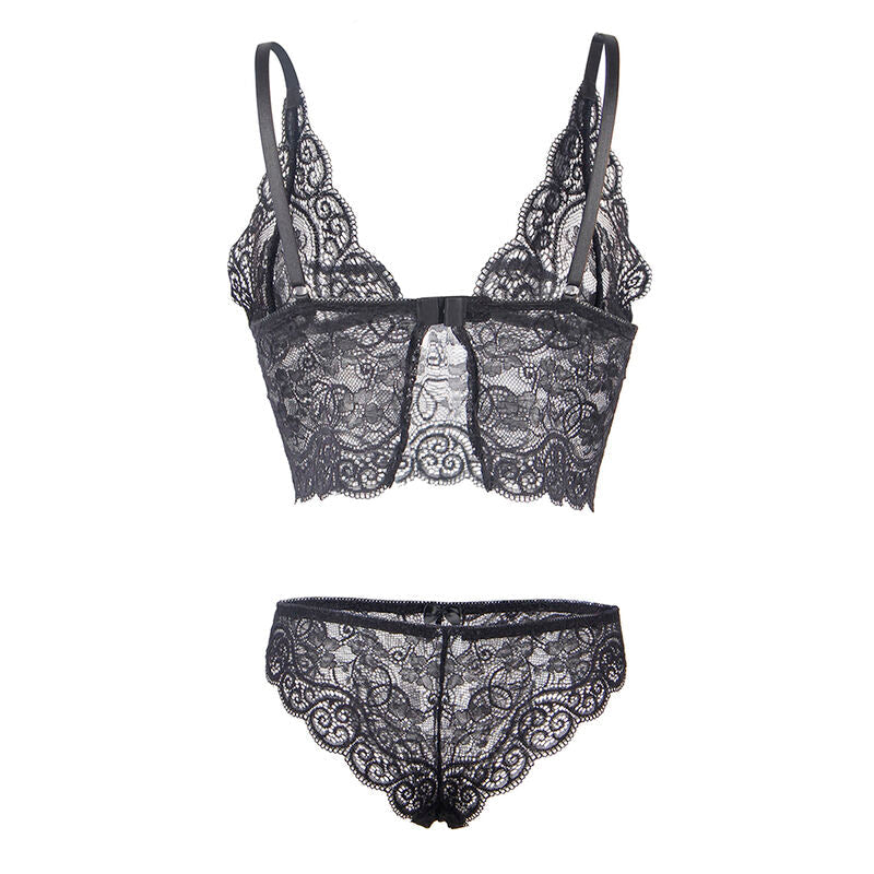 Subblime - 953928 Camisón De Seda Y Encaje + Panties Negro L/Xl