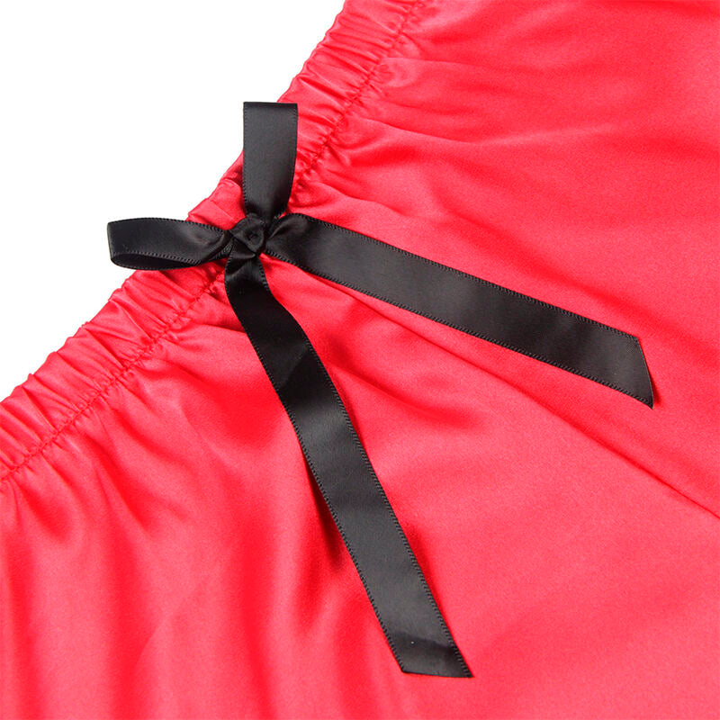 Subblime - 953959 Camisón Informal De Seda + Pantalón Encaje Negro/Rojo S/M