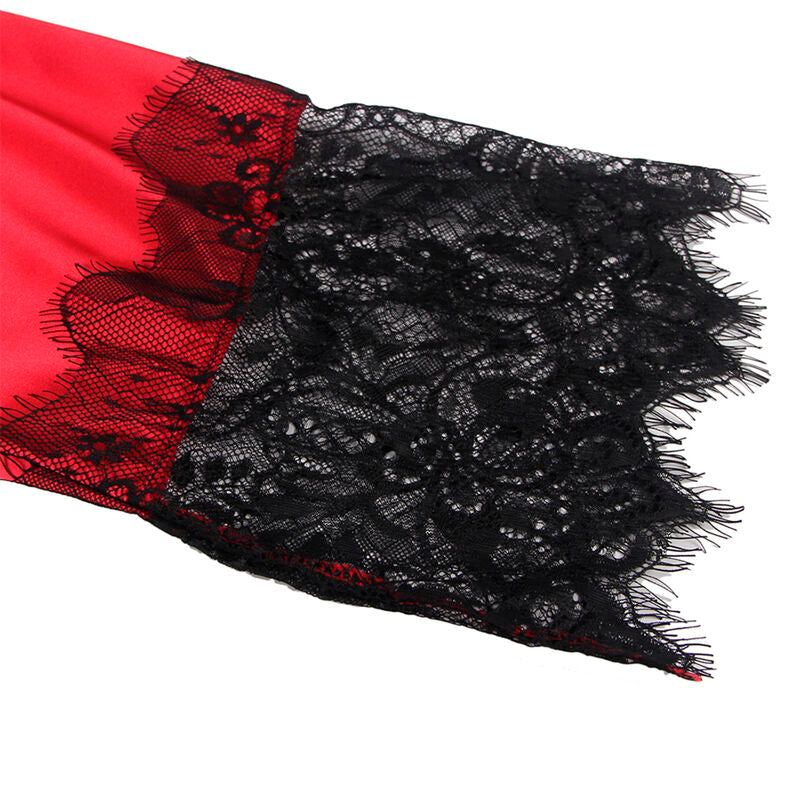 Subblime - 954024 Camisola De Encaje Espalda Transparente + Tanga Rojo/Negro L/Xl