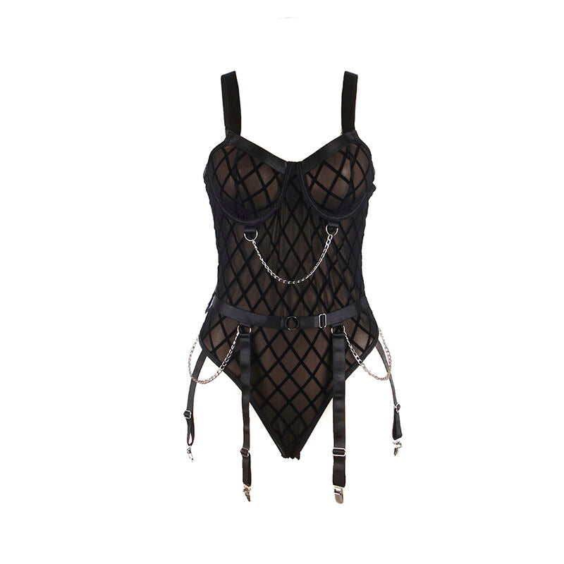 Subblime - 954277 Body Con Cadenas + Ligueros Negro L/Xl