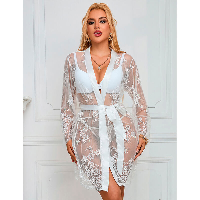 Subblime - 954369 Camisón De Manga Larga Con Diseño Floral Blanco S/M