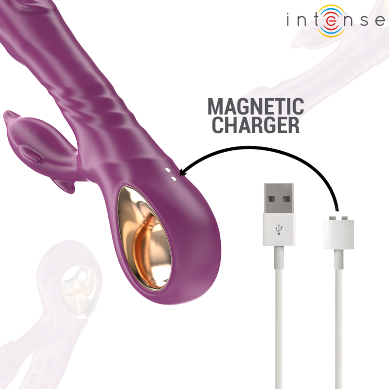 Intense - Halle Vibrador Multifunción Con Lengua Estimuladora En Forma De Delfín Morado