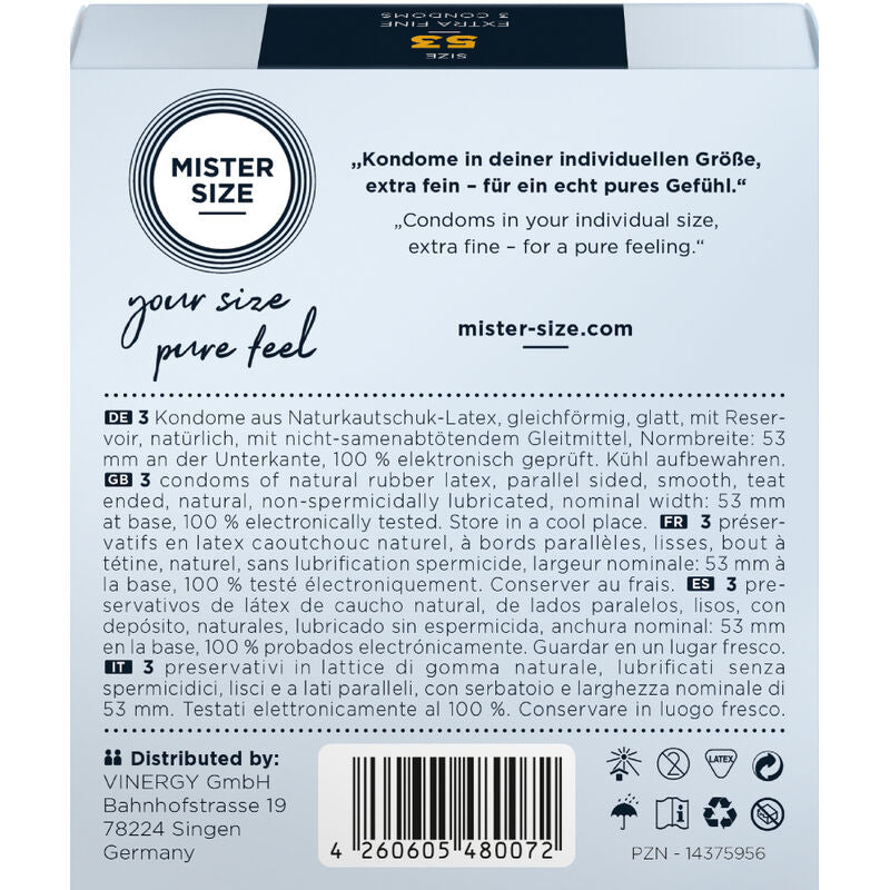 Mister Size - Preservativos Talla M 53 Mm (3 Unidades)