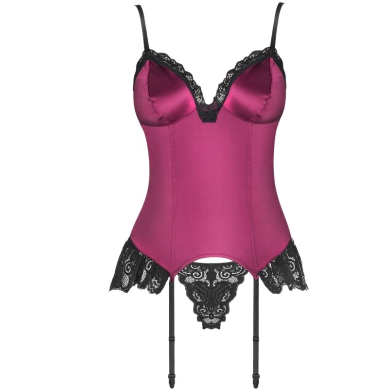 Livco Corsetti Fashion - Agrafena Cf 90436 Corset + Tanga Burdeos S/M