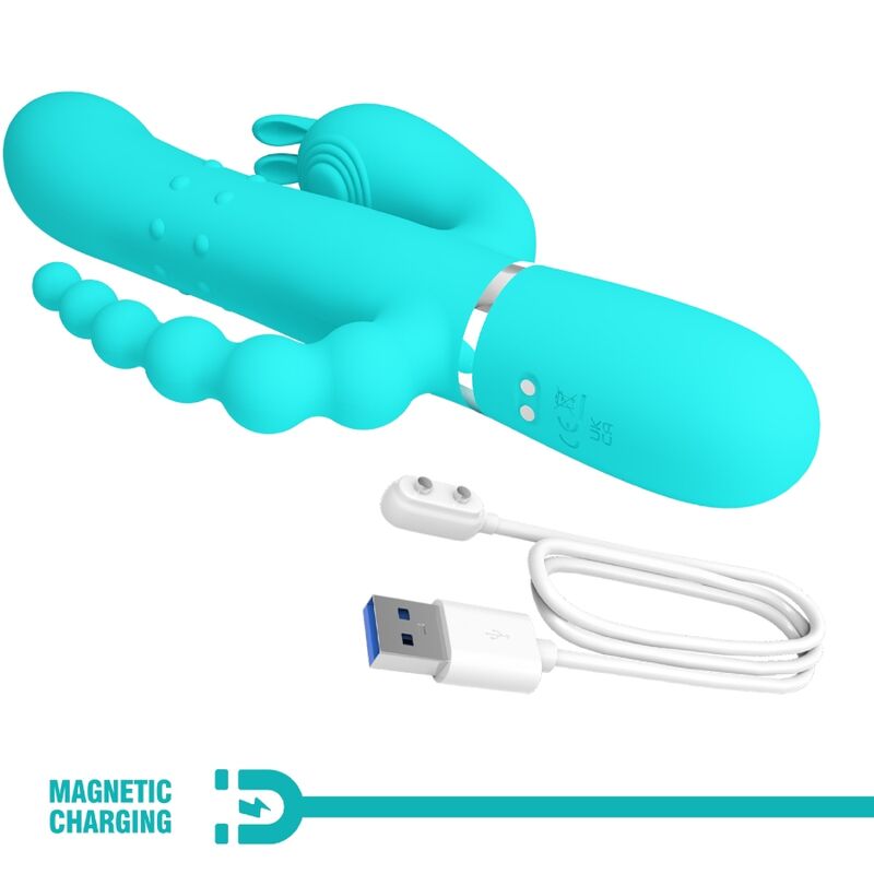 Pretty Love - Cammy Triple Vibrador Rabbit Multifunción 4 En 1 Azul