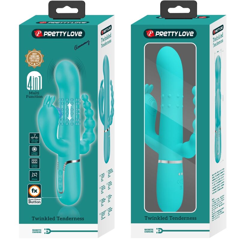 Pretty Love - Cammy Triple Vibrador Rabbit Multifunción 4 En 1 Azul