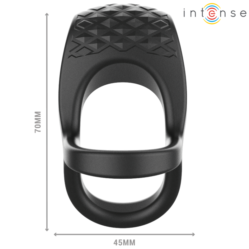 Intense - Alex Anillo Doble Vibrador Pene 10 Vibraciones Negro