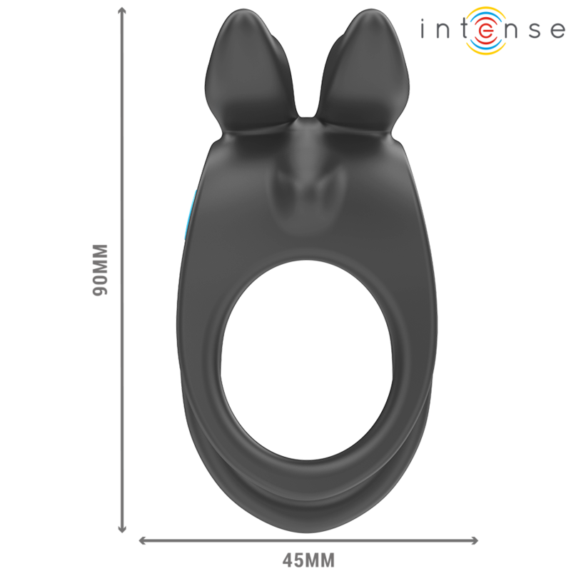 Intense - Sam Anillo Doble Vibrador Pene 10 Vibraciones Negro