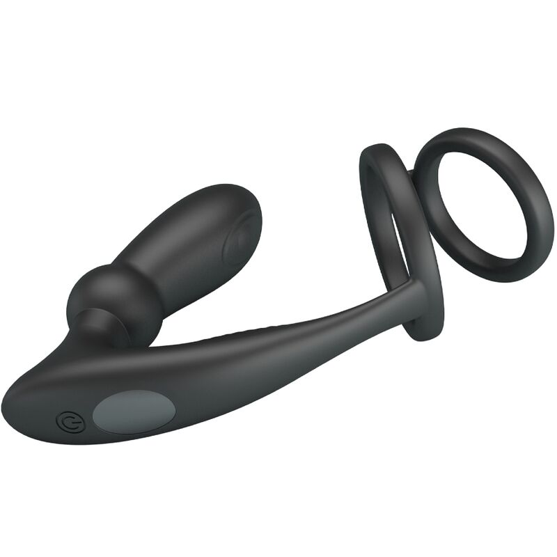 Pretty Love - Emoni Anillo Pene + Plug Anal 12 Vibraciones Negro