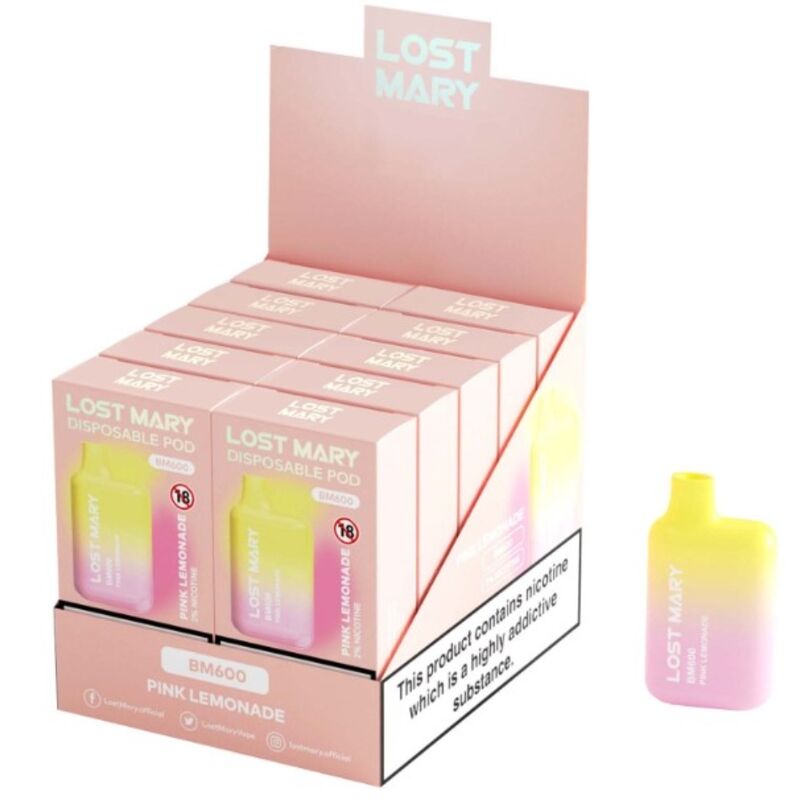 Lost Mary - Bm600 Vaper Nicotina 2% Desechable Sabor Limonada Rosa