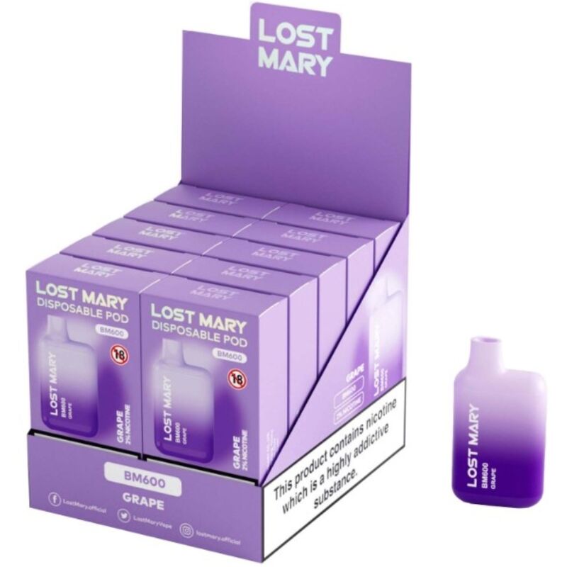 Lost Mary - Bm600 Vaper Nicotina 2% Desechable Sabor Uva