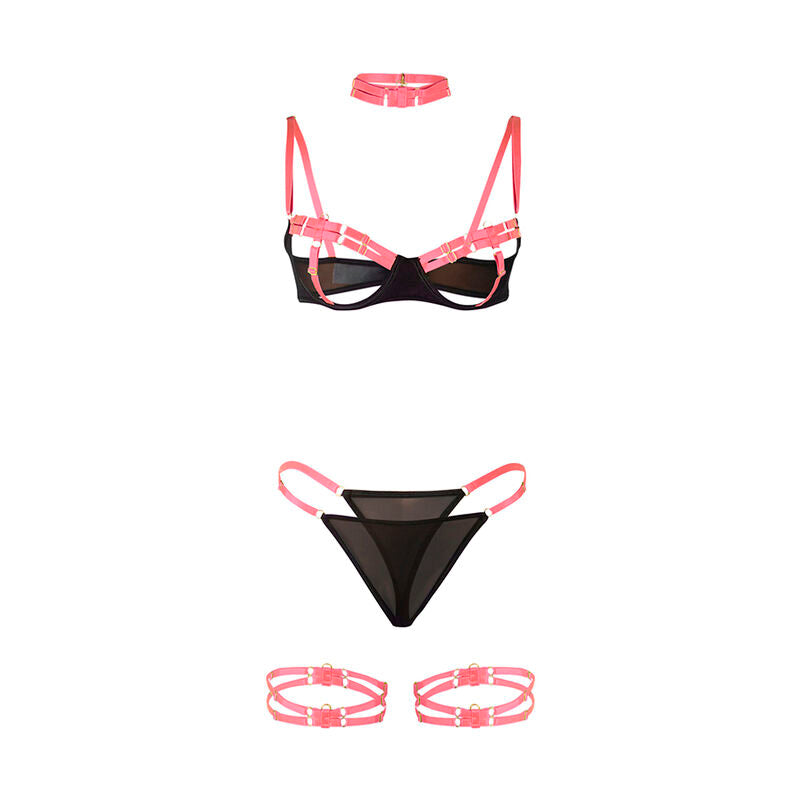 Subblime - 955298 Set Sujetador Con Collar Y Detalles Para Piernas Rosa Fluorescente S/M