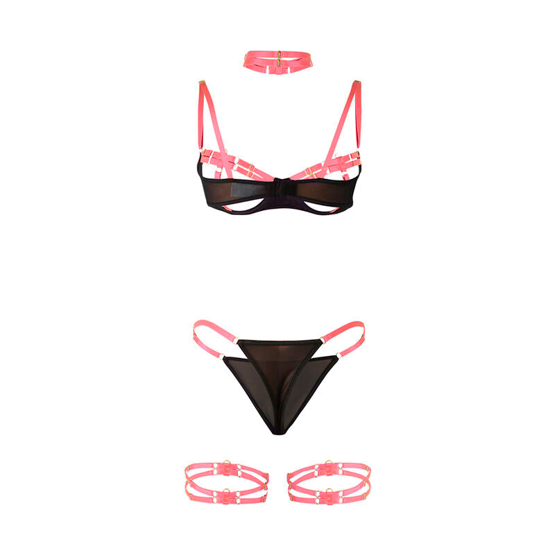 Subblime - 955304 Set Sujetador Con Collar Y Detalles Para Piernas Rosa Fluorescente L/Xl