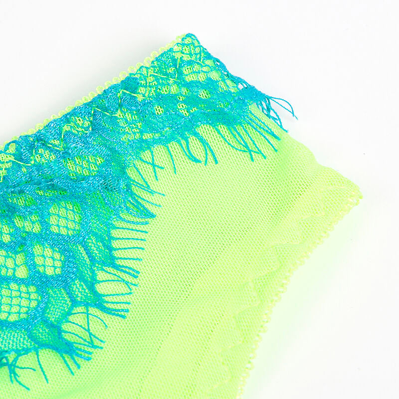 Subblime - 955328 Set Sujetador Con Encaje Y Ligueros Verde Y Azul L/Xl