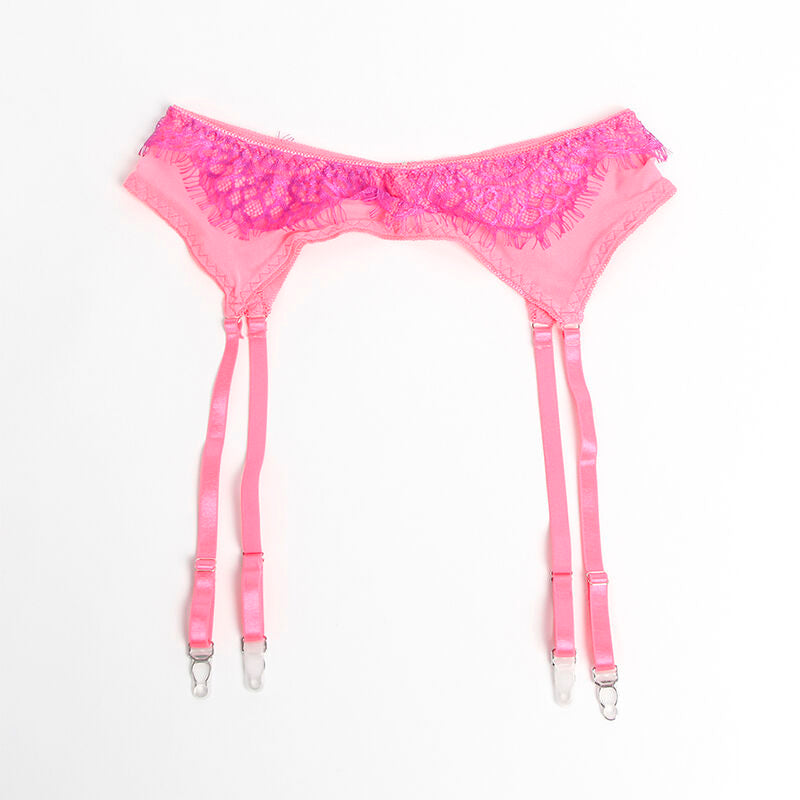 Subblime - 955366 Set Sujetador Con Encaje Y Ligueros Rosa Y Morado L/Xl