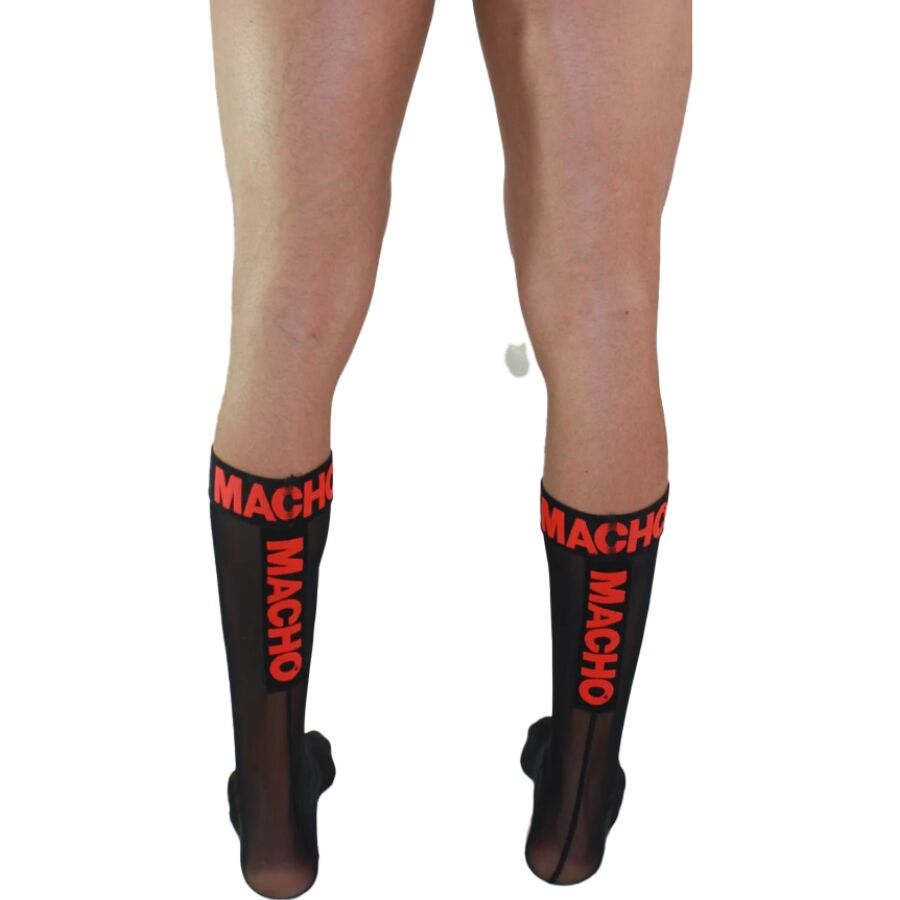 Macho - Calcetines Finos Negro/Rojo Talla Única