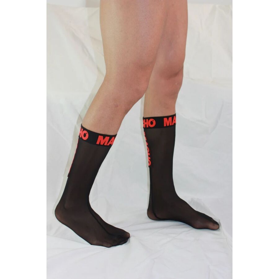 Macho - Calcetines Finos Negro/Rojo Talla Única