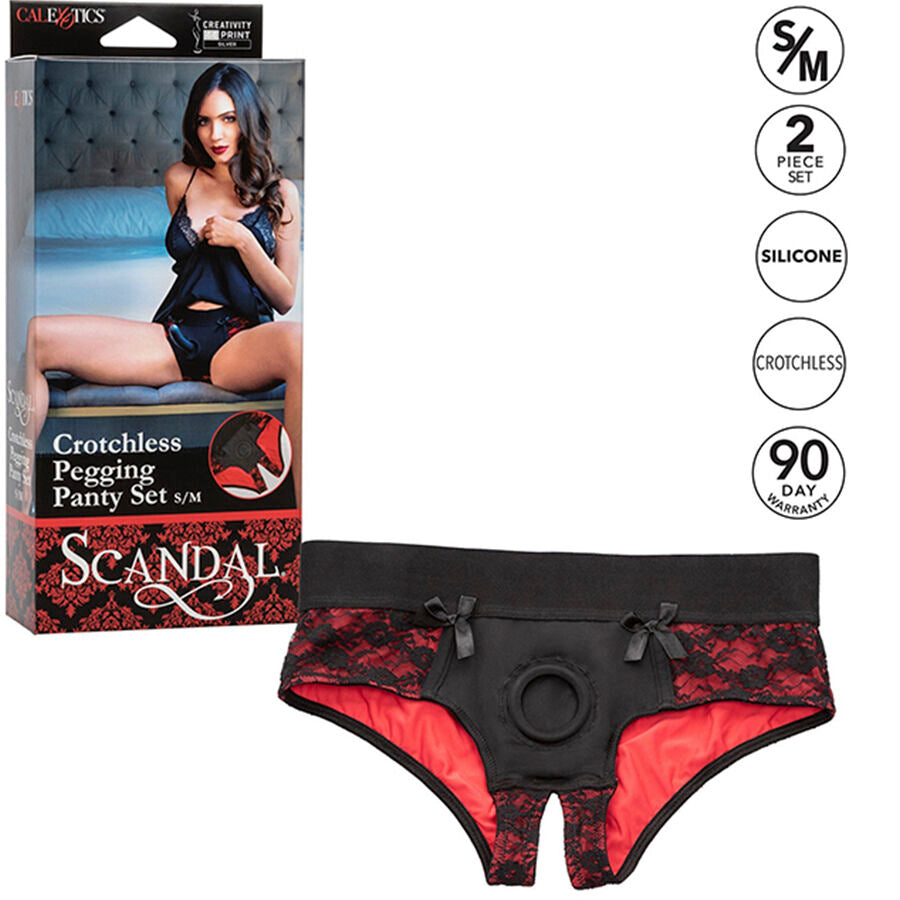 Calexotics - Scandal Set De Braguitas Sin Entrepiernas Con Dildo Talla S/M