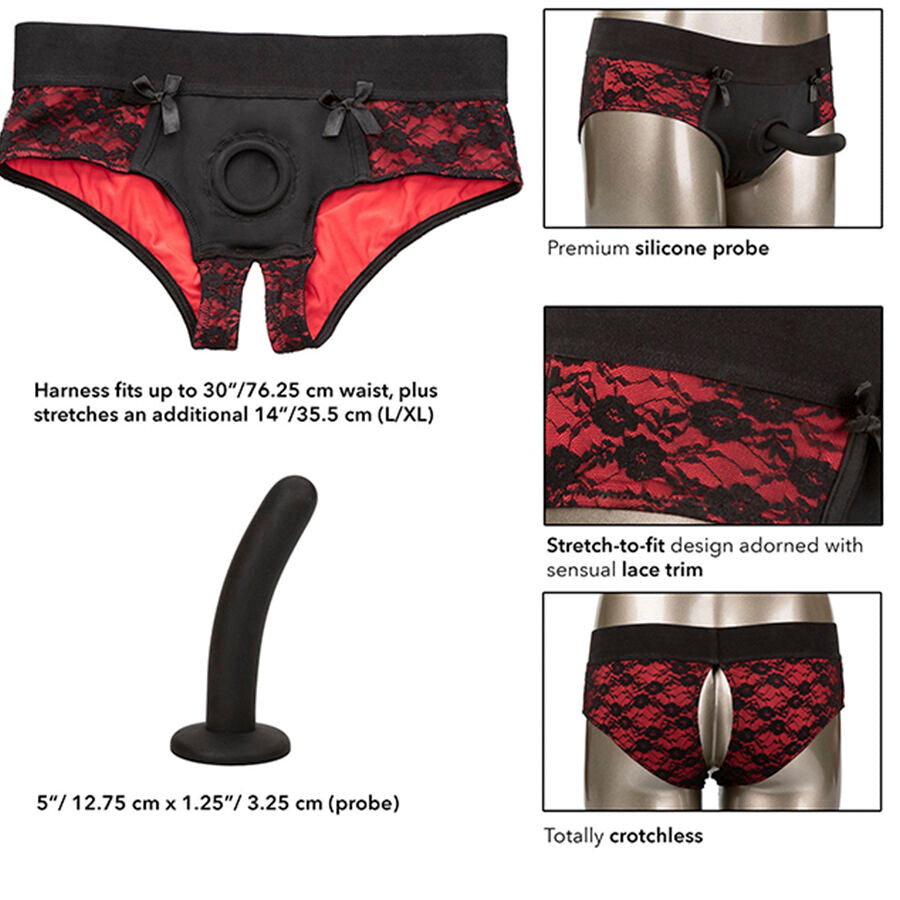Calexotics - Scandal Set De Braguitas Sin Entrepiernas Con Dildo Talla L/Xl