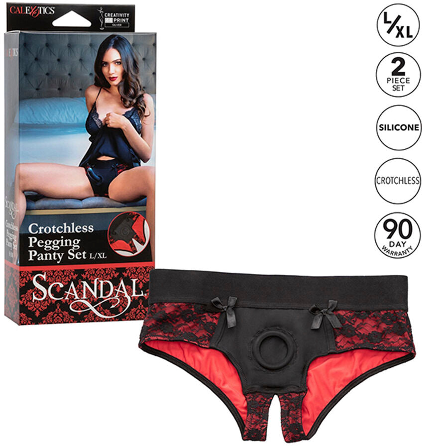 Calexotics - Scandal Set De Braguitas Sin Entrepiernas Con Dildo Talla L/Xl
