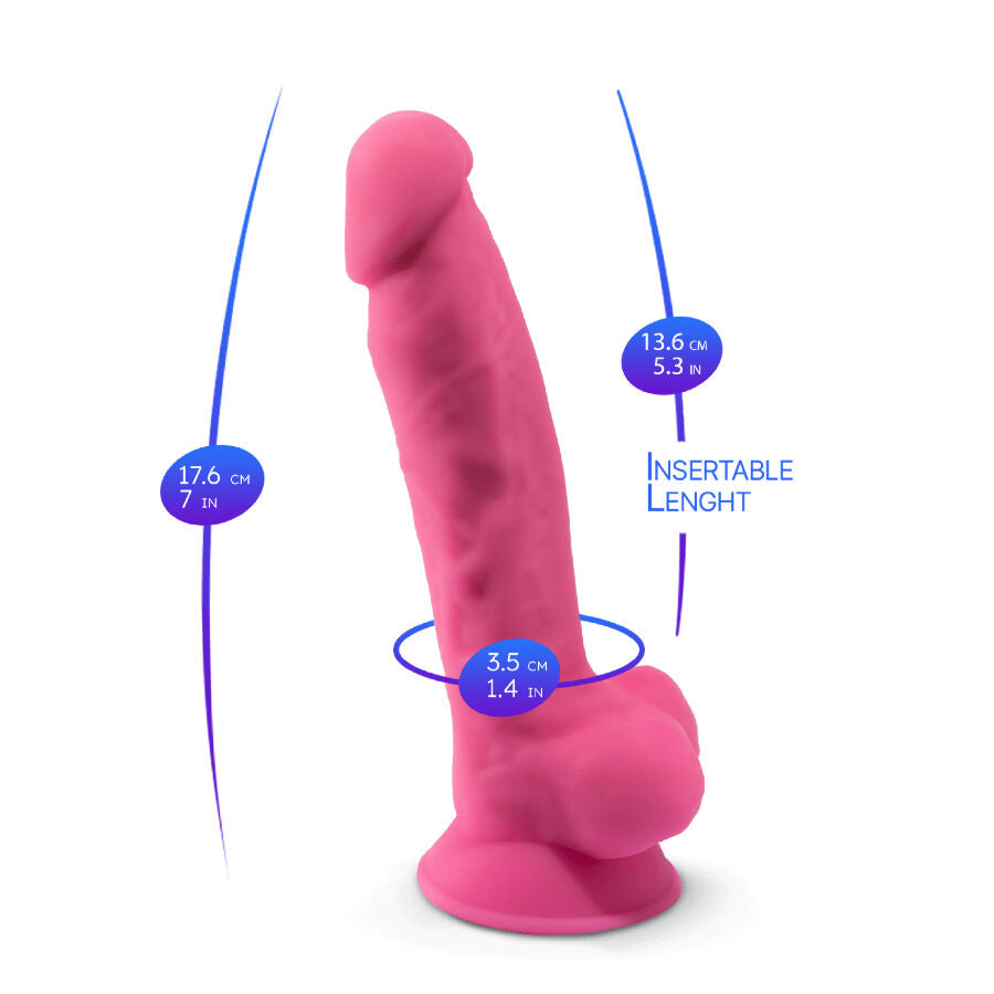Silexd - Modelo 1 Pene Realístico Silicona Premium Silexpan Rosa Fluorescente 17.5 Cm