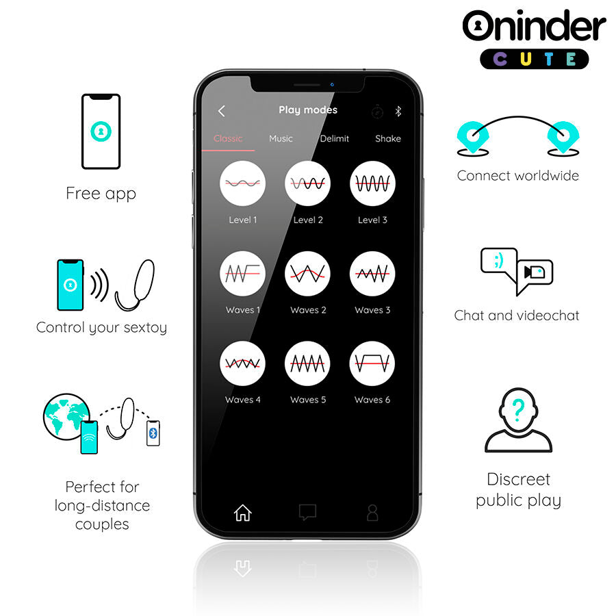 Oninder Cute - Love Pleasure Huevo Vibro-Gemas Rotadoras Silicona - App Mundial Gratuita