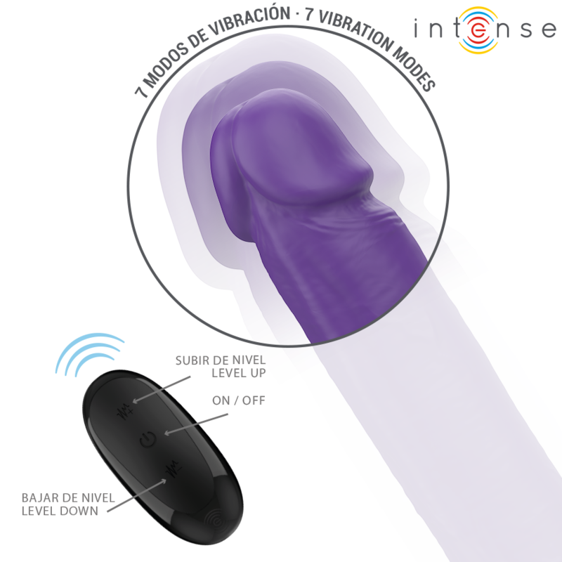 Intense - Gunter Dildo Doble Vibrador 40 Cm Morado Control Remoto