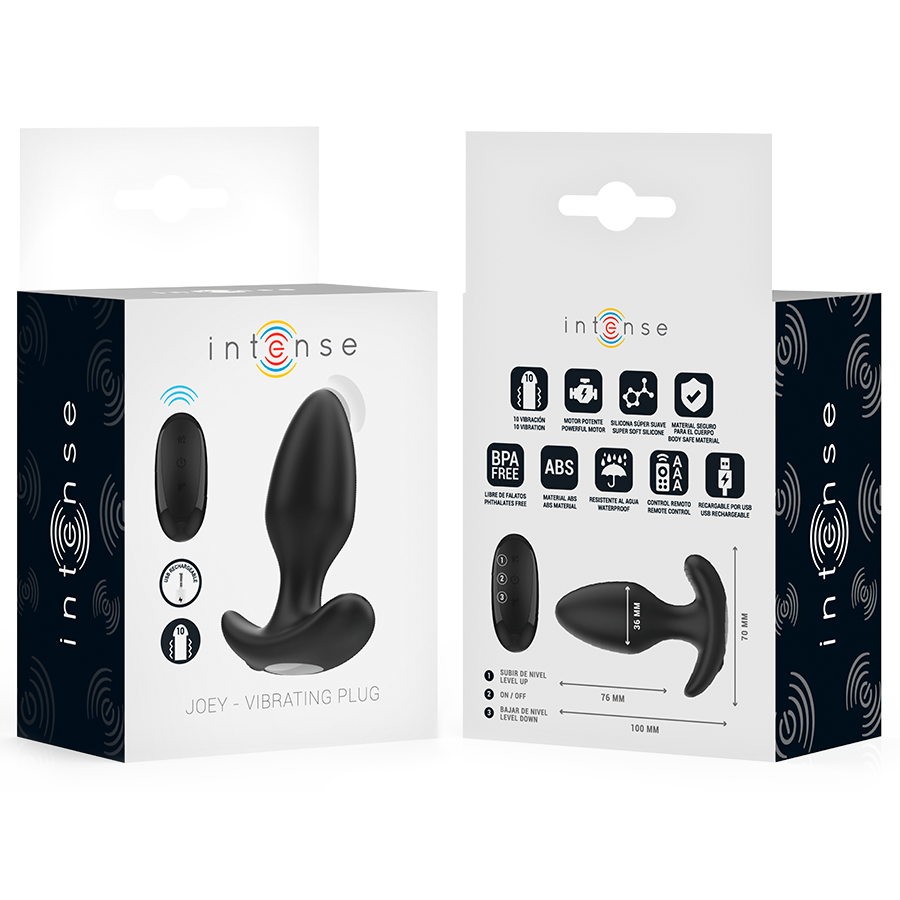 Intense - Joey Plug Anal 10 Vibraciones Negro Control Remoto