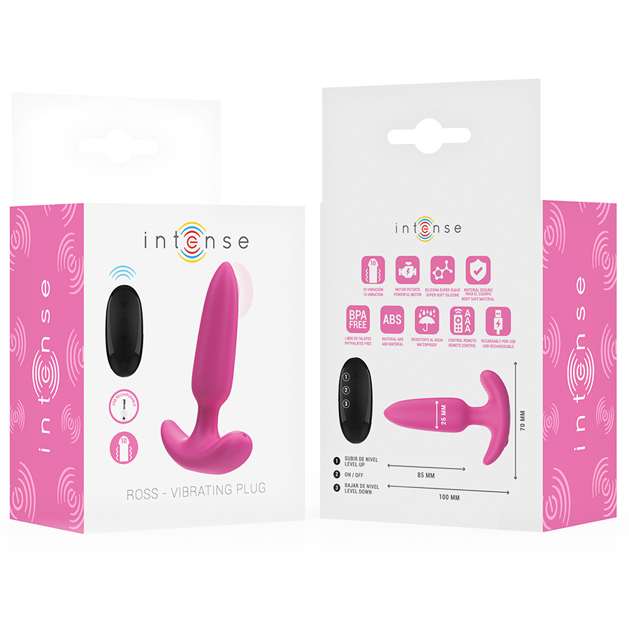 Intense - Ross Plug Anal 10 Vibraciones Rosa Control Remoto