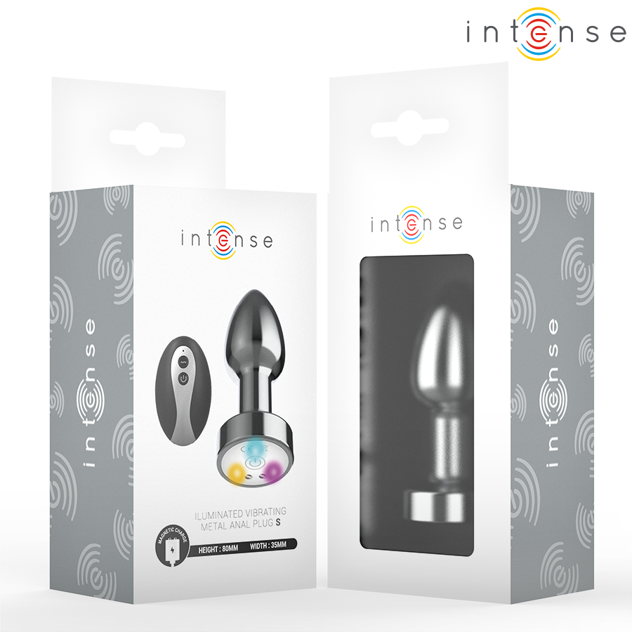 Intense - Plug Anal De Metal Vibrador Con Luces Led Y Control Remoto - Talla S