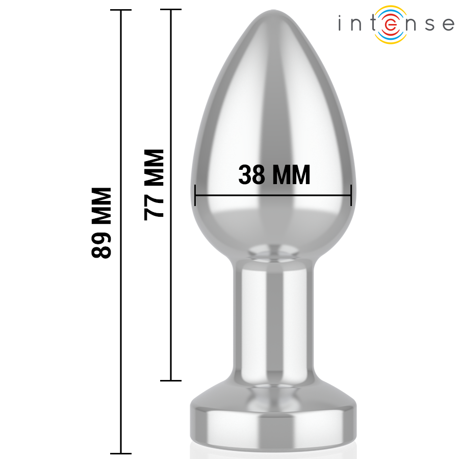 Intense - Plug Anal De Metal Vibrador Con Luces Led Y Control Remoto - Talla M