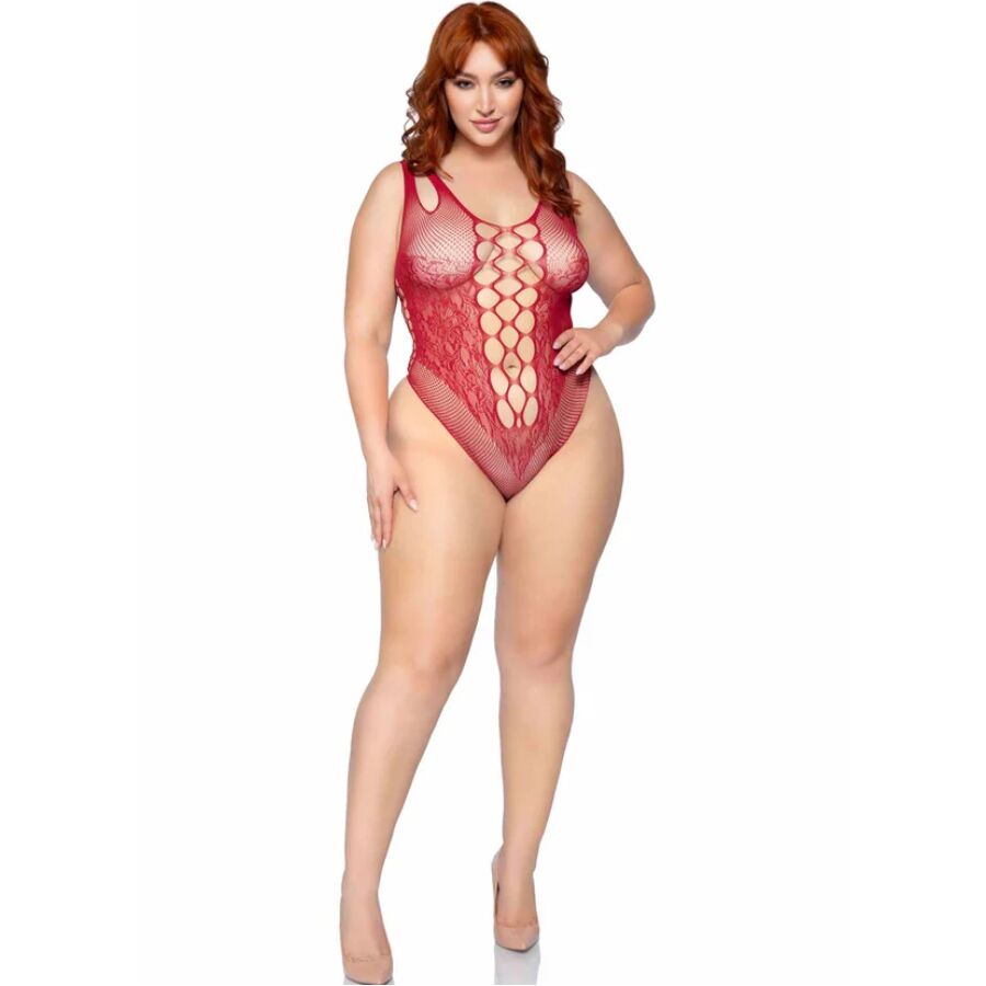 Leg Avenue - 81641x Body Tirantes Sin Costuras Burdeos Talla 1x/2x
