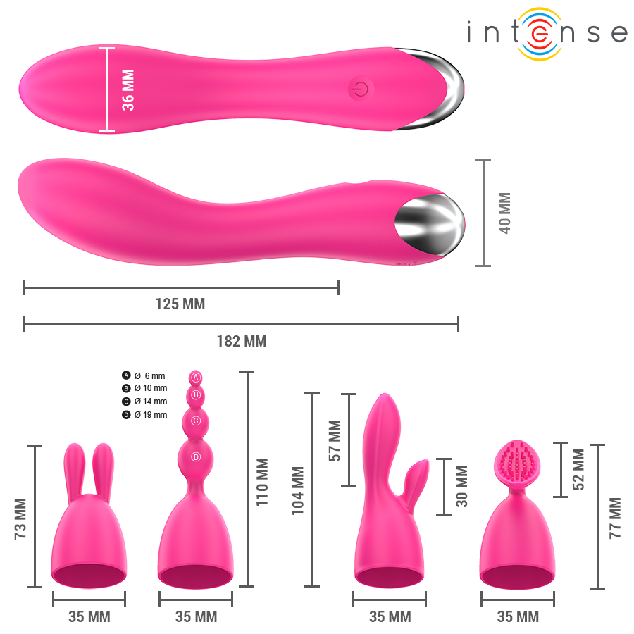Intense - Cher Vibrador 20 Patrones Con Cabezales Intercambiables