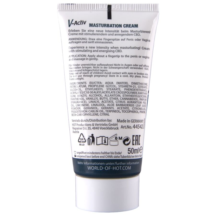 Hot - Crema De Masturbación Con Cbd - Unisex 100 Ml