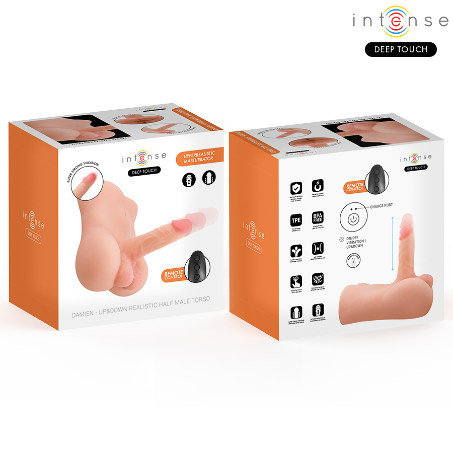 Intense Deep Touch - Damien Torso Con Ano Y Dildo Realístico Con Empuje Y Vibración Control Remoto 3.5 Kg