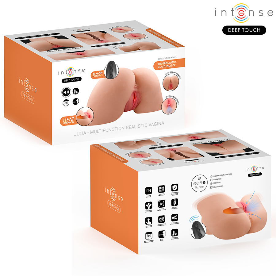 Intense Deep Touch - Julia Masturbador Ano Y Vagina Con Efecto Succión, Calor, Vibración Y Voz Con Control Remoto 9 Kg