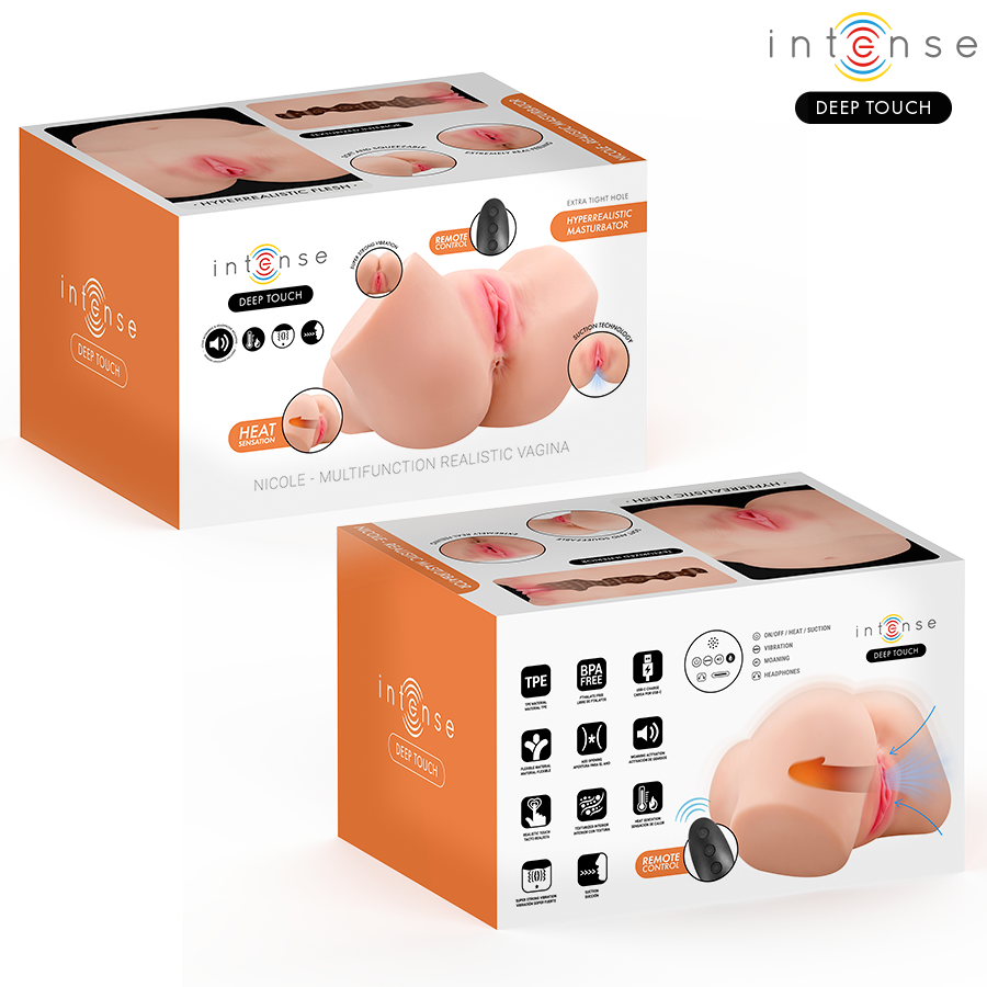 Intense Deep Touch - Nicole Masturbador Ano Y Vagina Con Efecto Succión, Calor, Vibración Y Voz Con Control Remoto 5.3 Kg