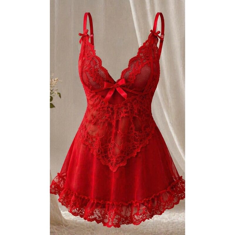 Livco Corsetti Fashion - Nuit Set Camiseta + Panty Rojo 2028 S/M