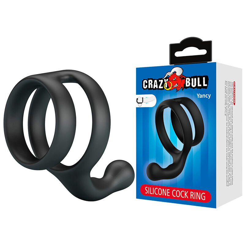 Crazy Bull - Yancy Anillo Doble Para Pene Y Testículos Silicona Negro