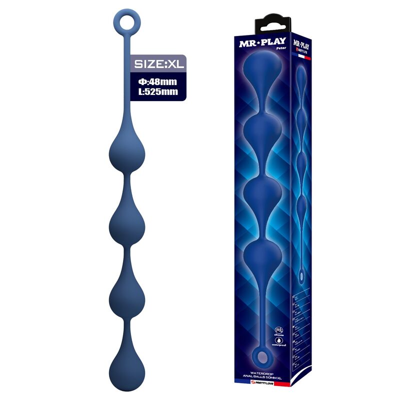 Mr Play - Bolas Anales Silicona Azul Talla Xl 52,5 Cm