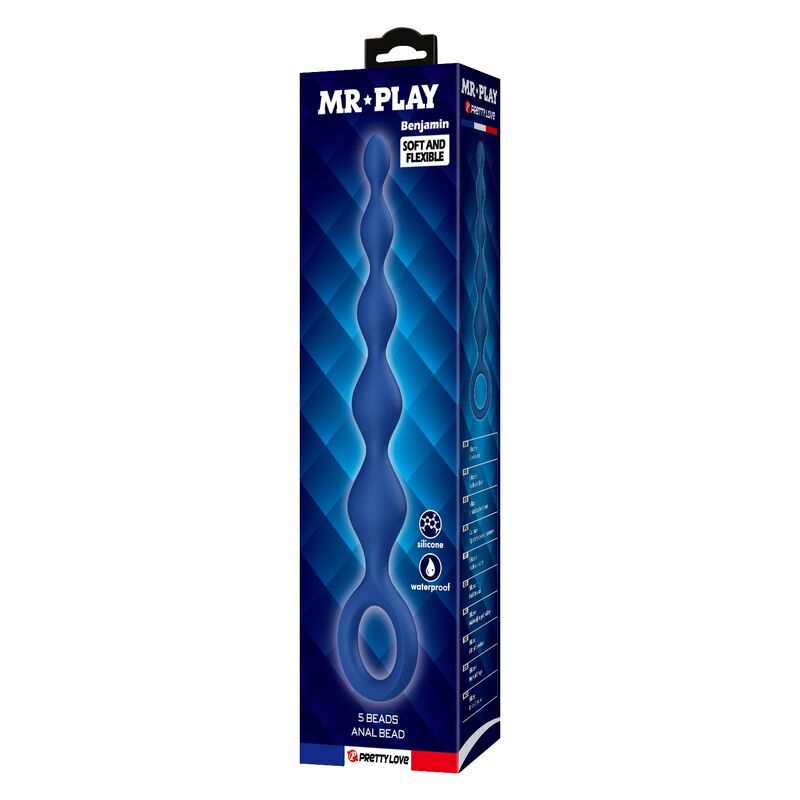 Mr Play - Bolas Anales Y Plug Anal Silicona Azul 20,4 Cm