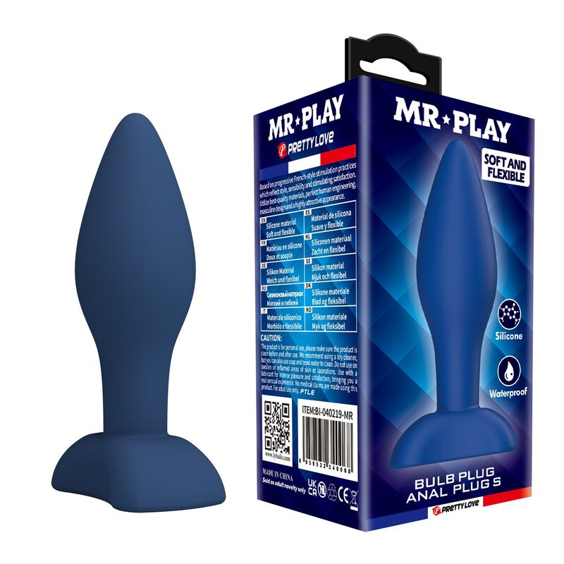 Mr Play - Plug Anal Cónico Silicona Azul S
