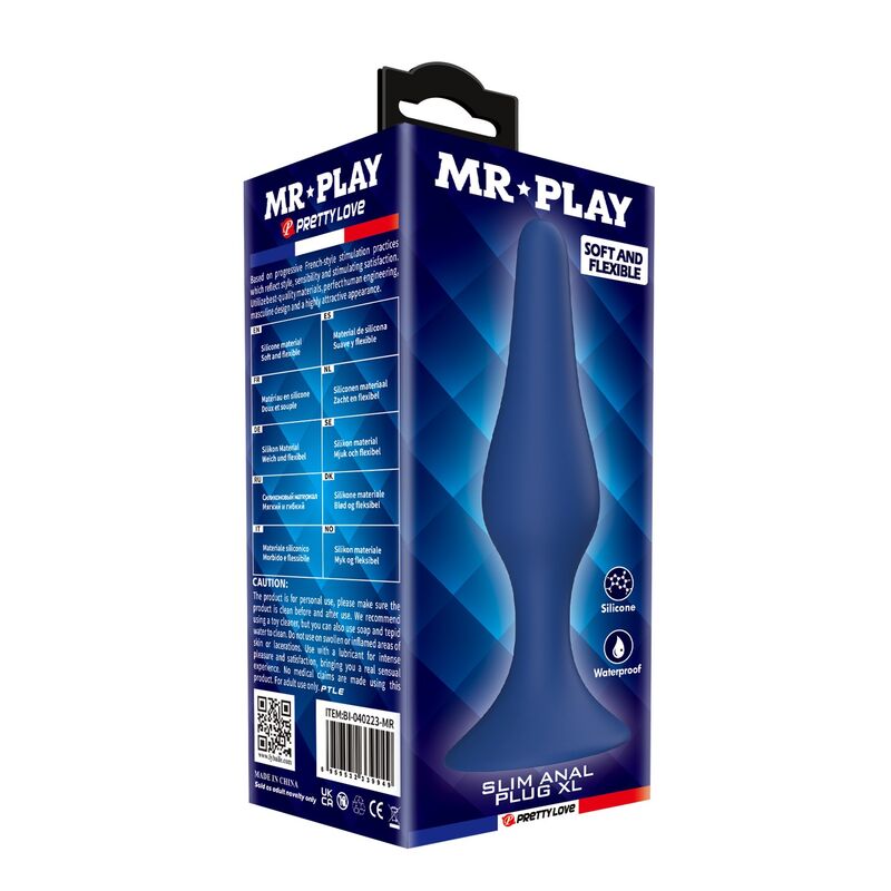 Mr Play - Plug Anal Cónico Silicona Azul Xl