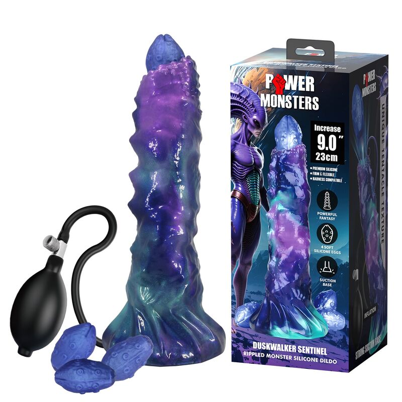 Power Monsters - Duskwalker Sentinel Dildo Hinchable Fantasía Tricolor 23 Cm Ø 5 Cm