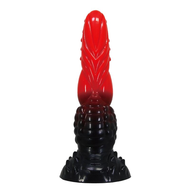 Power Monsters - Fire Dragon Dildo Fantasía Con Ventosa 24,5 Cm Ø 5,8 Cm Rojo Y Negro