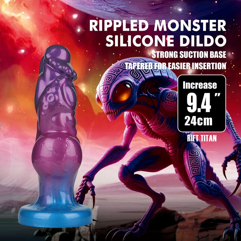 Power Monsters - Rift Titan Dildo Hinchable Fantasía Bicolor 24 Cm Ø 5 Cm