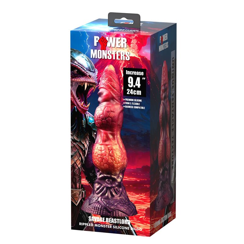 Power Monsters - Savage Beastlord Dildo Fantasía Tricolor 24 Cm Ø 5 Cm